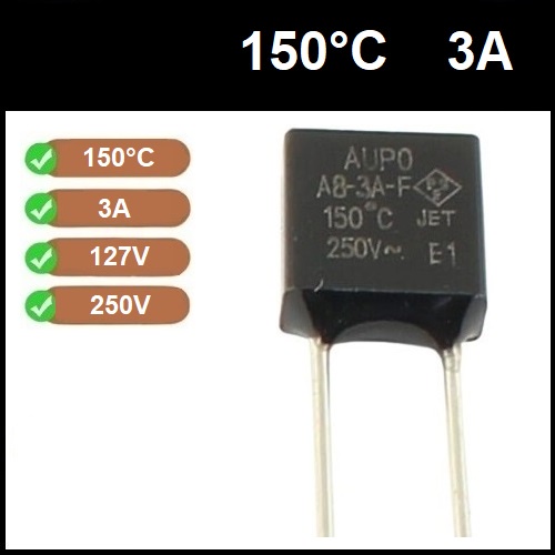 1 Fusível Térmico 3A 150 Graus 150C 150°C 250V