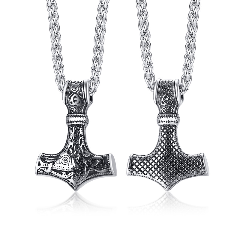 Colar Clássico Masculino Com Pingente De Martelo Vnox Viking Thor