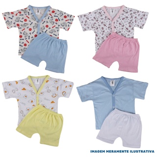 Kit C/2 Pijama Verão Conjunto Bebe Criança Manga Curta
