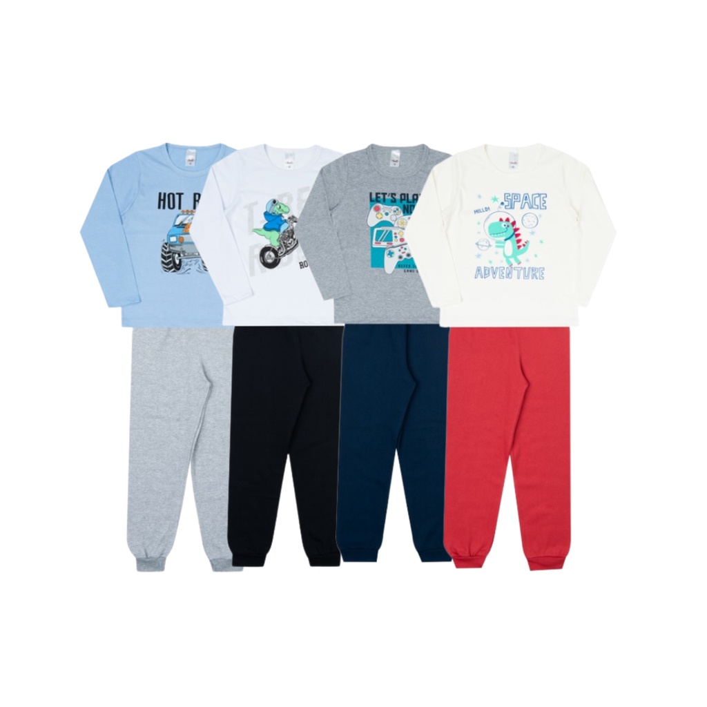 Kit 2 Peças Inverno | 1 Blusa + 1 Calça Moletom | Menino Conjunto Infantil e Juvenil