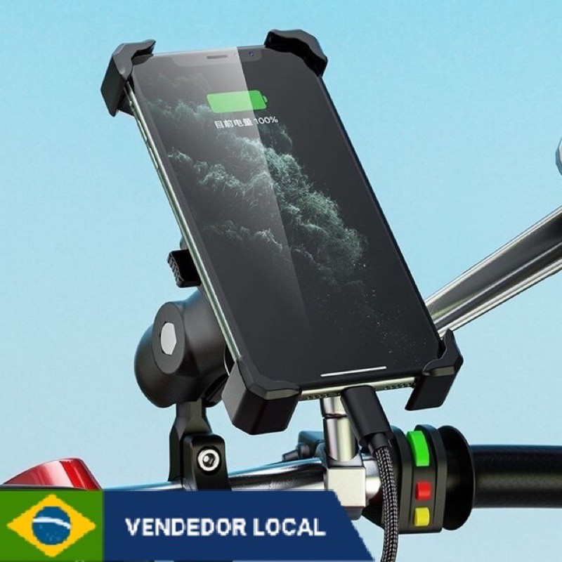 Suporte de Celular para Moto e Bike Bicicleta Resistente com carregador 01366