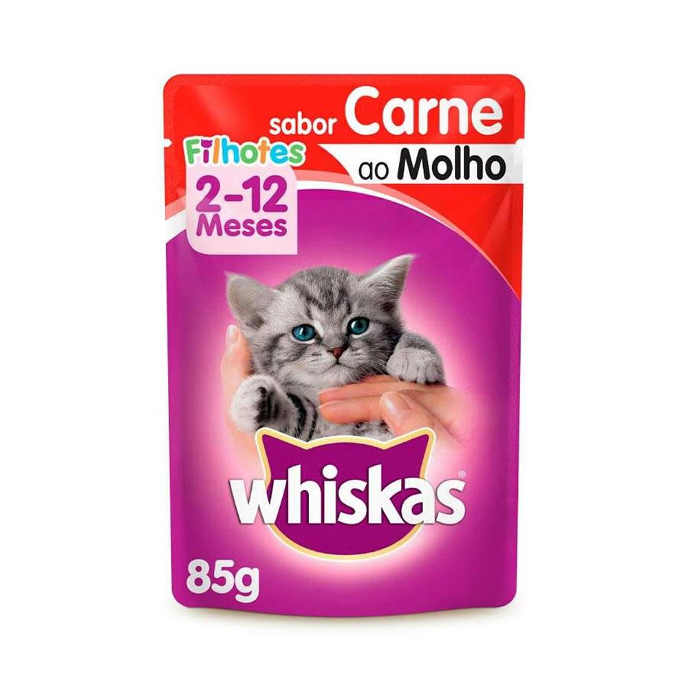 Ração Úmida Whiskas Sachê Gatos Filhotes Carne ao Molho 85g em Oferta na Shopee