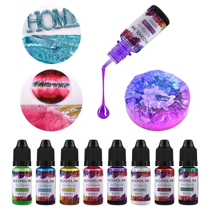 24 Cores 10ml Resina Epóxi UV Pigmento Arte Tinta Álcool Líquido Corante Difusão Para Artesanato Em De Bricolage Ferramentas Confecção De Jóias