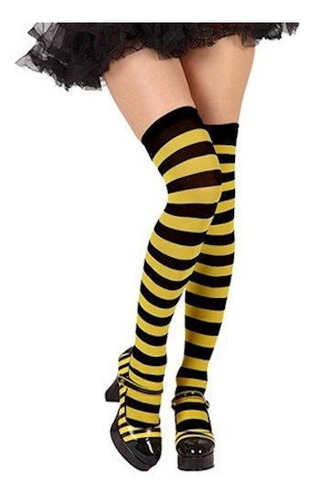 Meia Abelhinha Amarela Preta Listrada Abelha Cosplay Sex 7/8