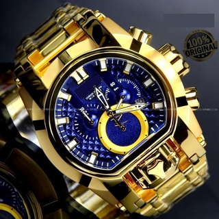 Relogio magnum pesado Masculino Grande Dourado Azul frete grátis