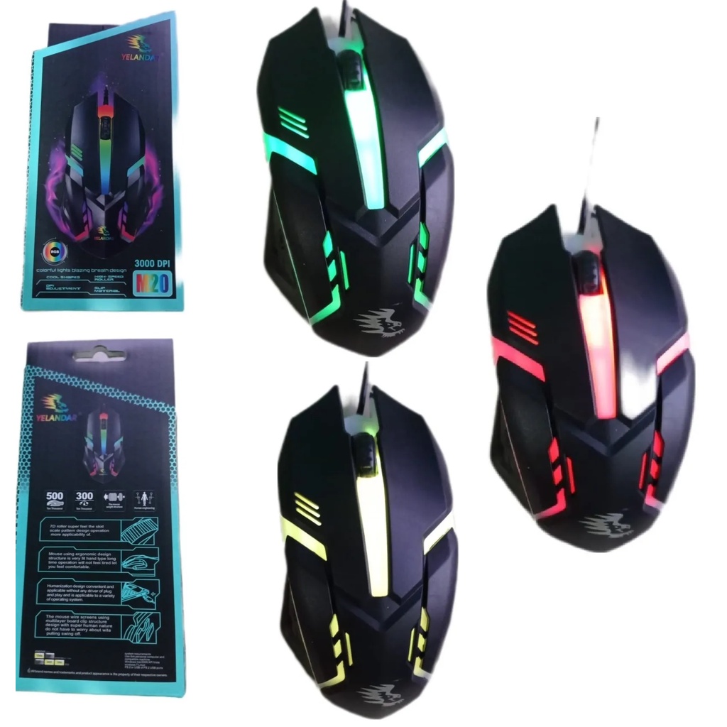 Mouse Gamer usb Para Jogos M20 Yelandar 3000 Dpi Rgb Led Troca Cor Shopee Brasil