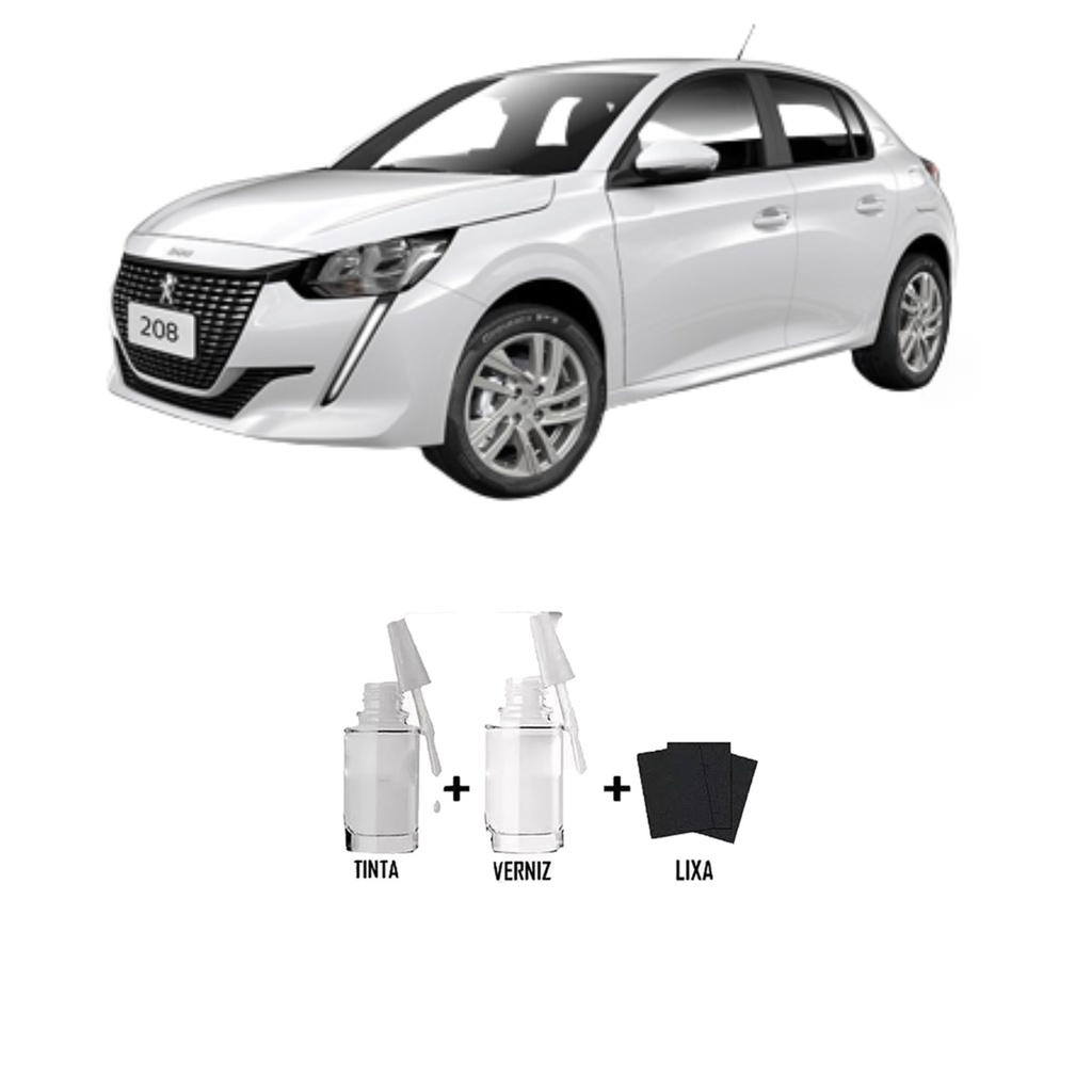 Tinta Tira Risco Automotivo Branco Nacre - KWE Peugeot + Verniz 15ml em Oferta na Shopee
