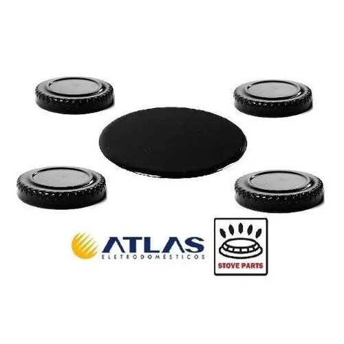 Kit Espalhador Tampa Peças Fogão Atlas Monaco Glass 5 Bocas