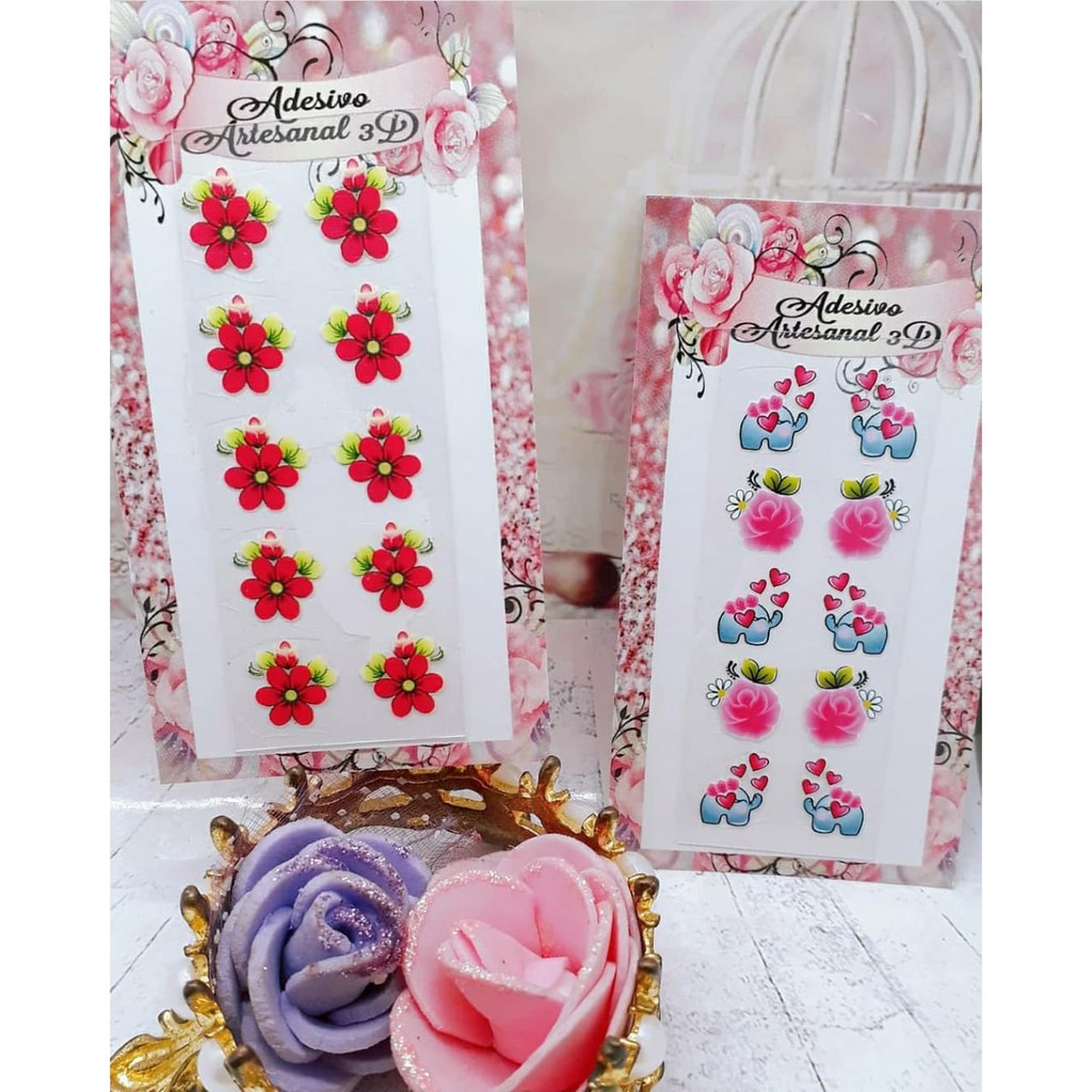 Adesivos para unhas 3d - 1 cartelinha