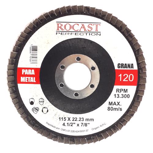 Disco de Lixa Flap 115 x 22mm 4.1/2pol x 7/8pol Gr 120 102,0004 ROCAST em Oferta na Shopee