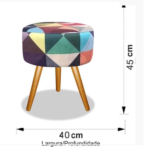2 Puf, Puff Para Sala, Puff Redondo, Suede Triângulo · foto 2