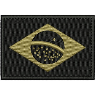Patch Bordado 8,5x5cm bandeira do Brasil negativa com carrapicho ou sem carrapicho, para costurar ou termo colante.