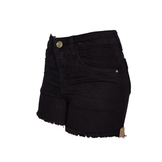 Short Feminino Preto Desfiado Cintura Alta Hot Pants