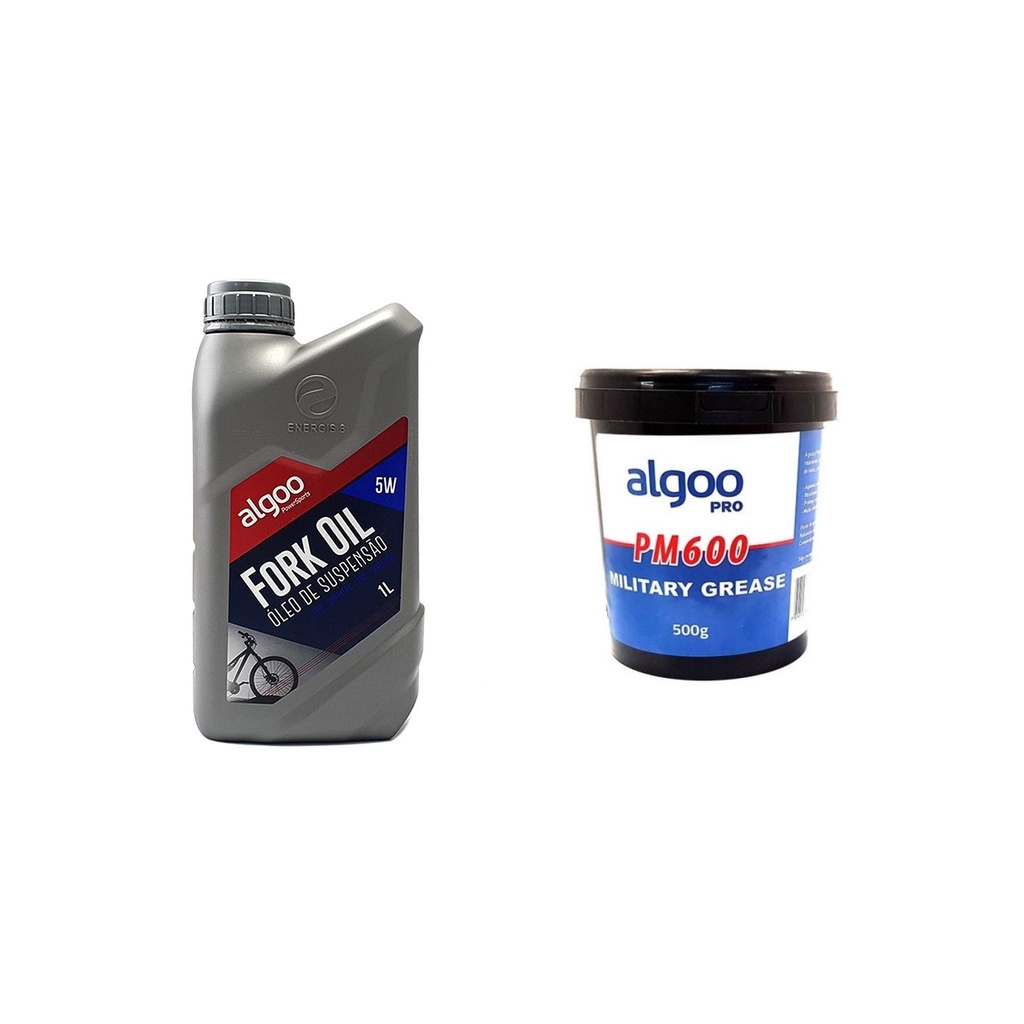 Kit óleo de suspensão bicicleta algoo 5w 1 litro + graxa militar 500g manutenção