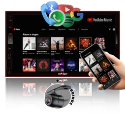 Multimídia Bluetooth Espelhamento de Tela USB Mp5 Touch Screen AUX SD 7" + Câmera de Ré
