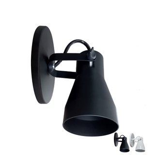 Arandela Luminaria De Parede Casa Apartamento Escritorio Loja em Aluminio com Base para Lampada Comum LED E27 Direcionavel Bivolt Branco Preto e Acabamento Tubinho
