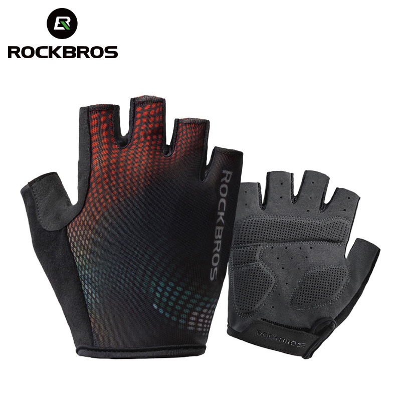 Rockbros Luvas De Ciclismo Unissex Respir Veis Meio Dedo Palma Sbr Mtb