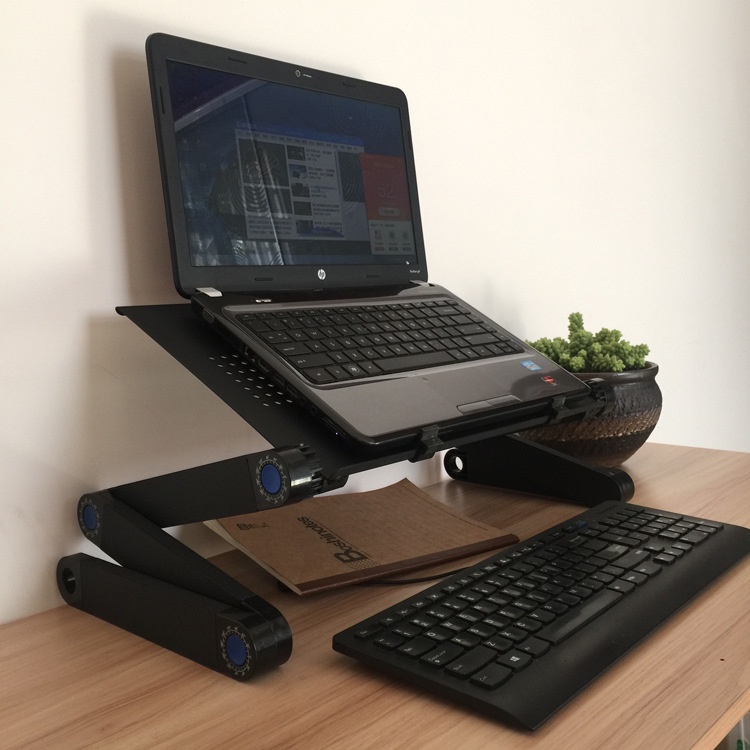 Mesa Notebook com Cooler Ventilador Dobrável Portátil em Alumínio Articulável para Mesa Cama E Sofá