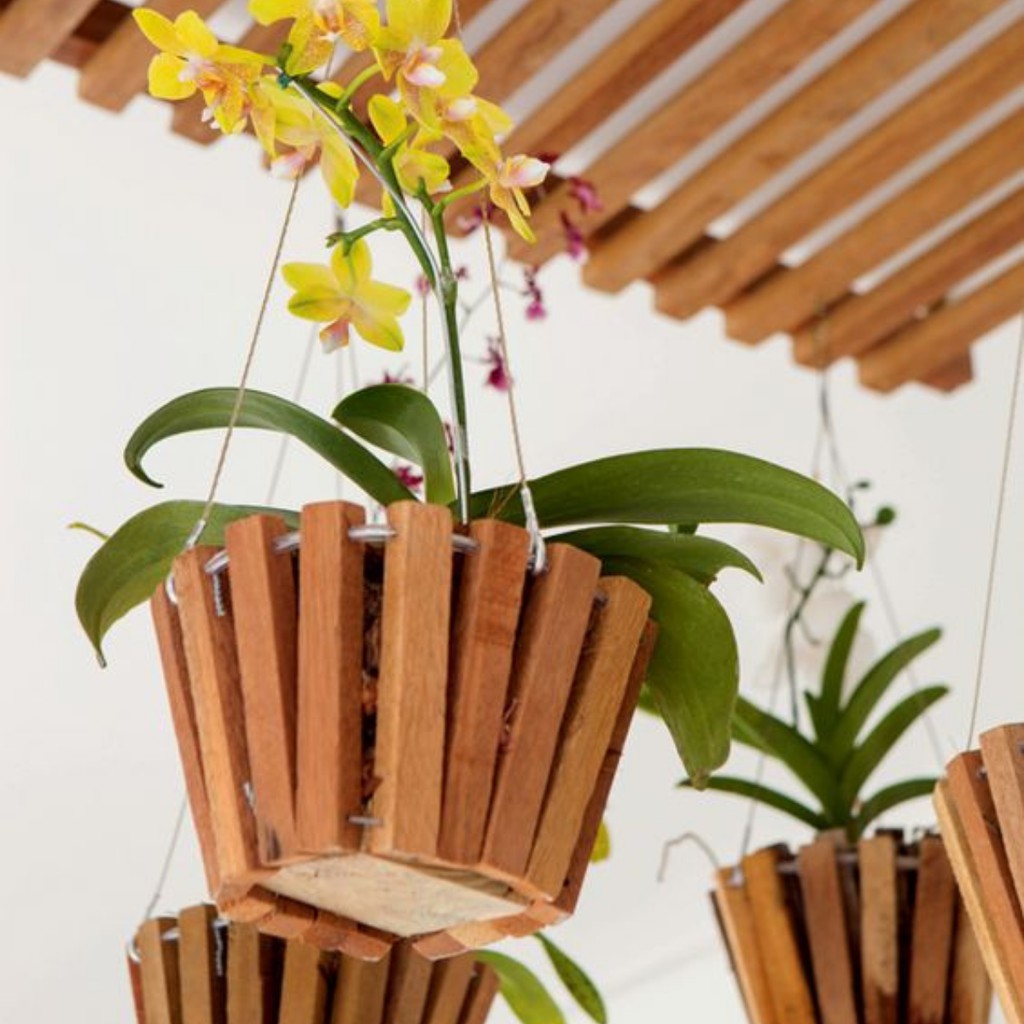 Cachepot Vaso Decorativo de Madeira Samambaias Orquídeas Plantas Cactos |  Shopee Brasil