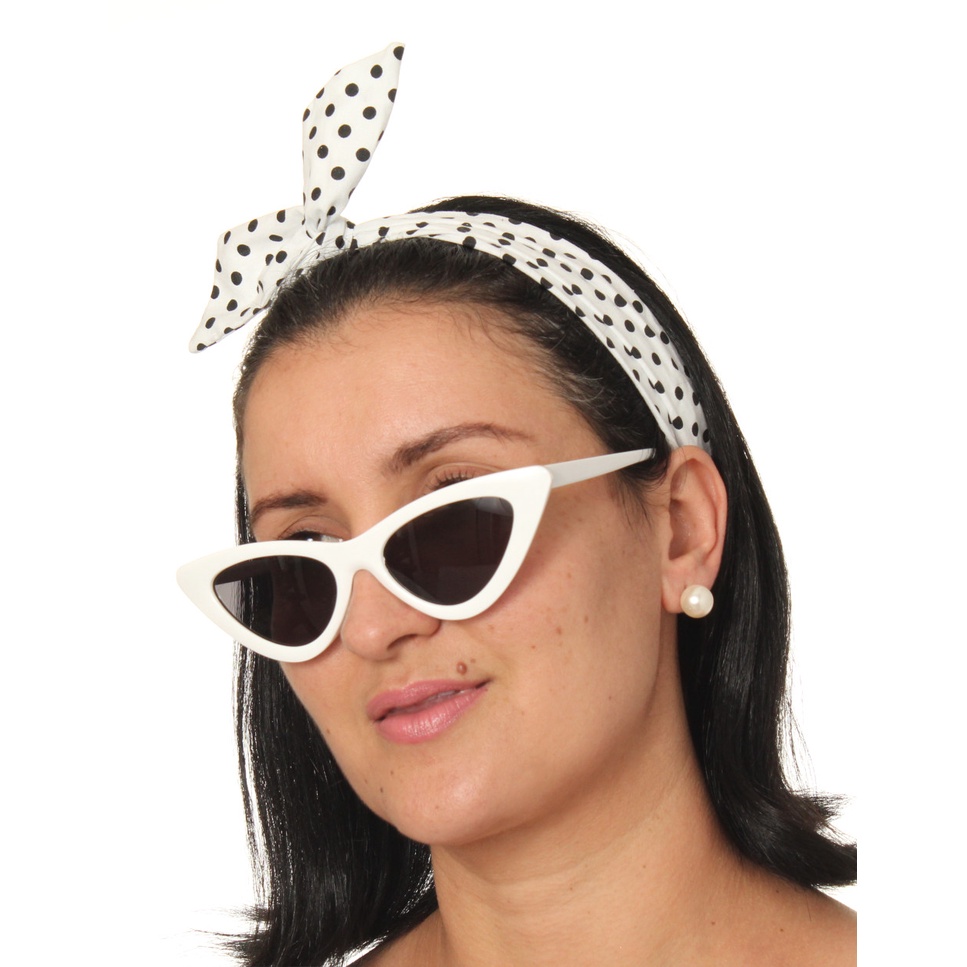 Óculos De Sol Feminino Gatinho Triângulo UV400 Proteção Retro Olho De Gato e Gatinha Vintage Branco