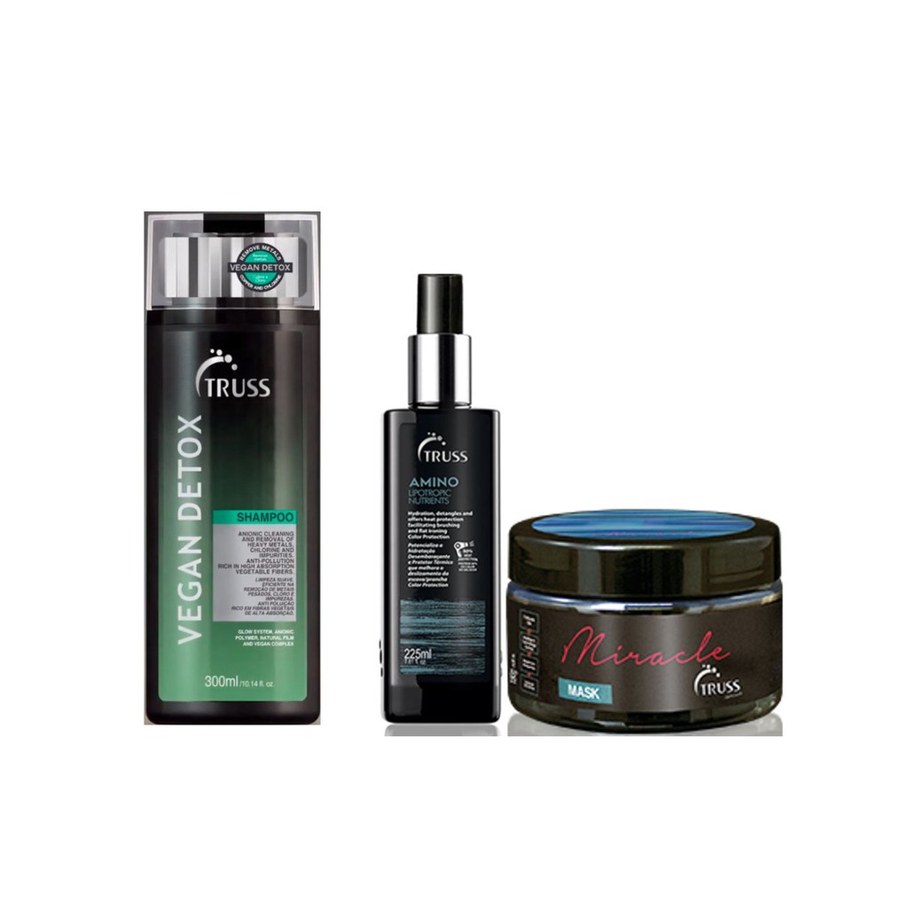 Truss Vegan Detox Shampoo e Amino e Máscara Miracle
