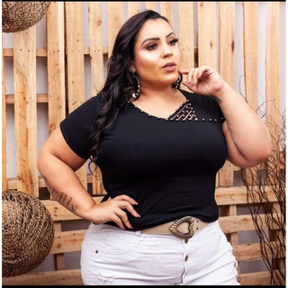 Blusa Plus Size De Manga C/ Pedrinha Lançamento veste do 44 ao 50