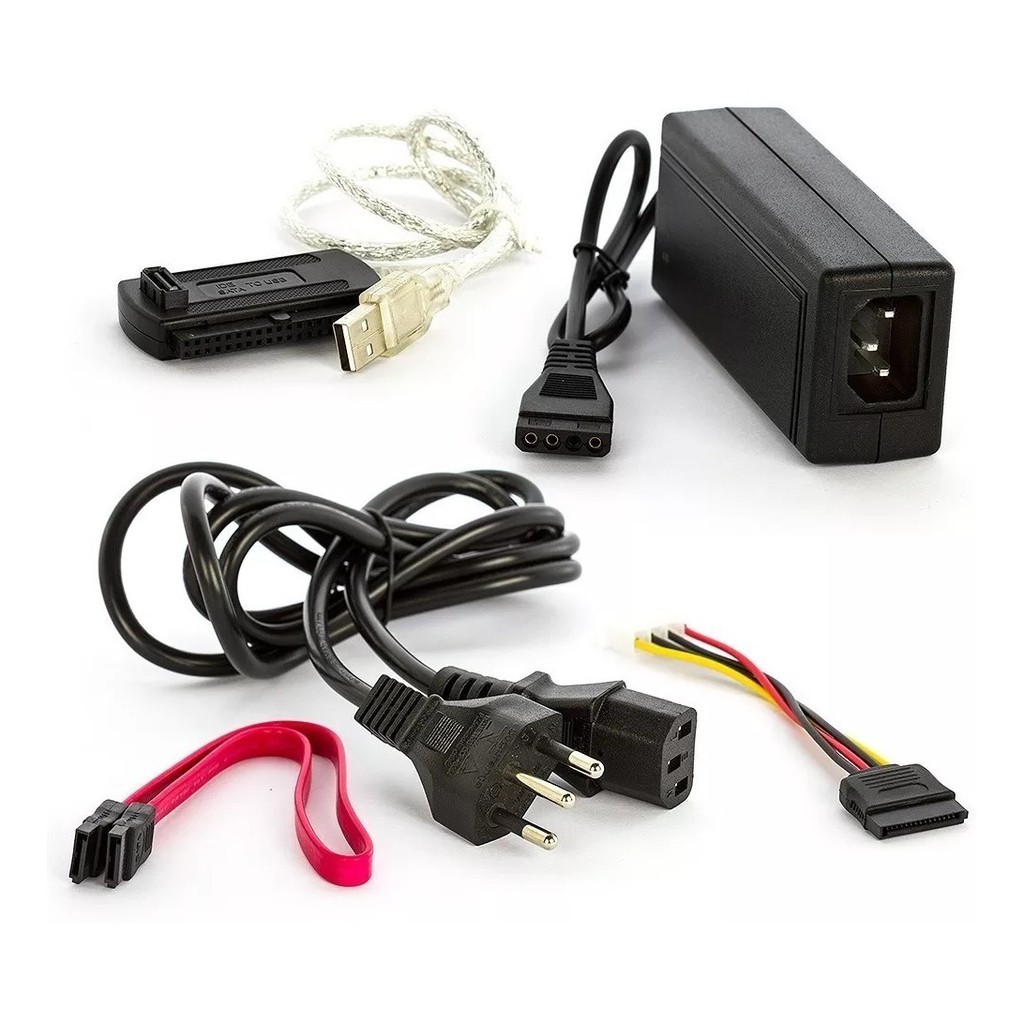 CABO ADAPTADOR  CONVERSOR PARA IDE SATA  COM FONTE 3 EM 1USB 2.0 HD