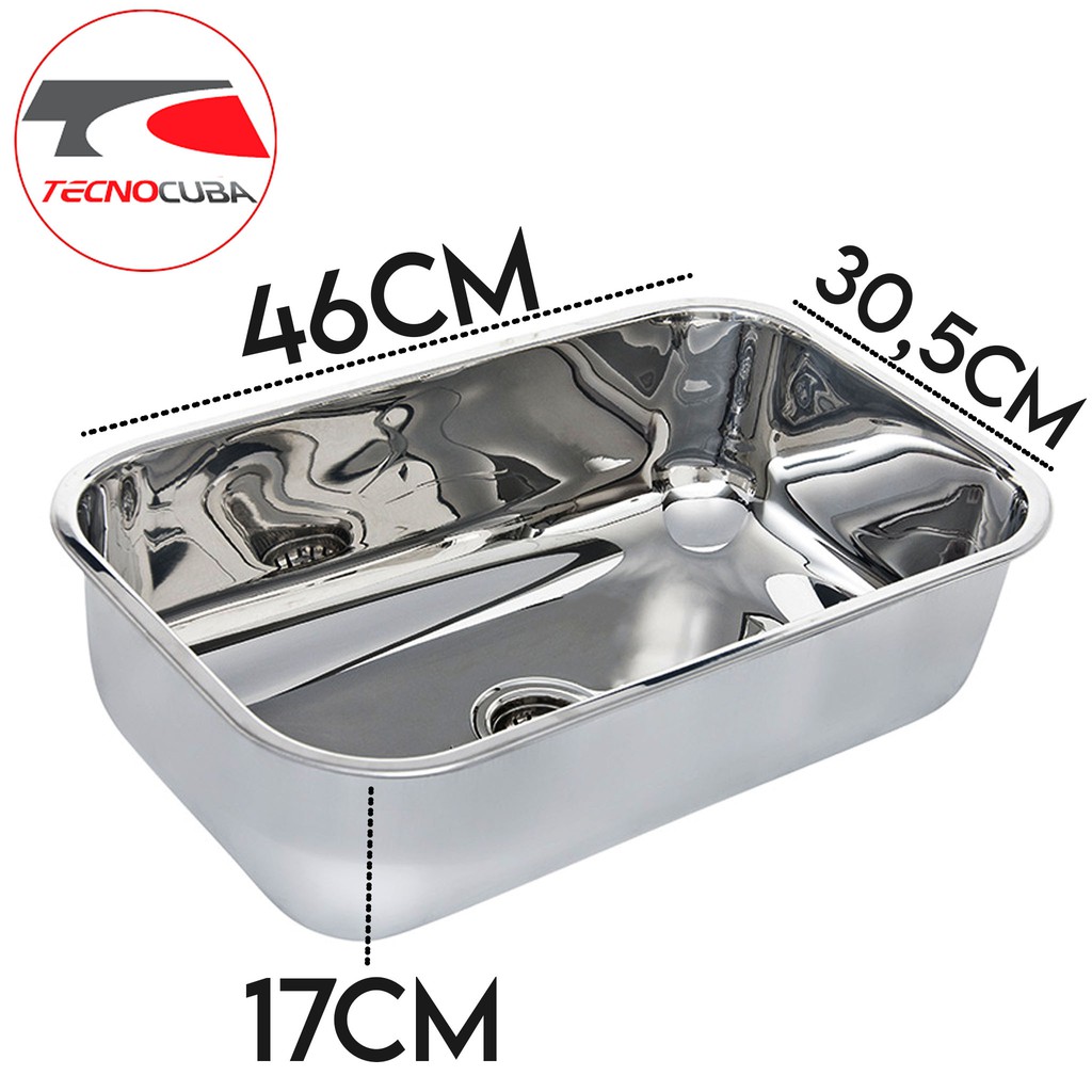 Cuba de Aço Inox Tecnocuba N 1 -17 46x30,5x17 Aço 430 Pia Cozinha embutir Polida