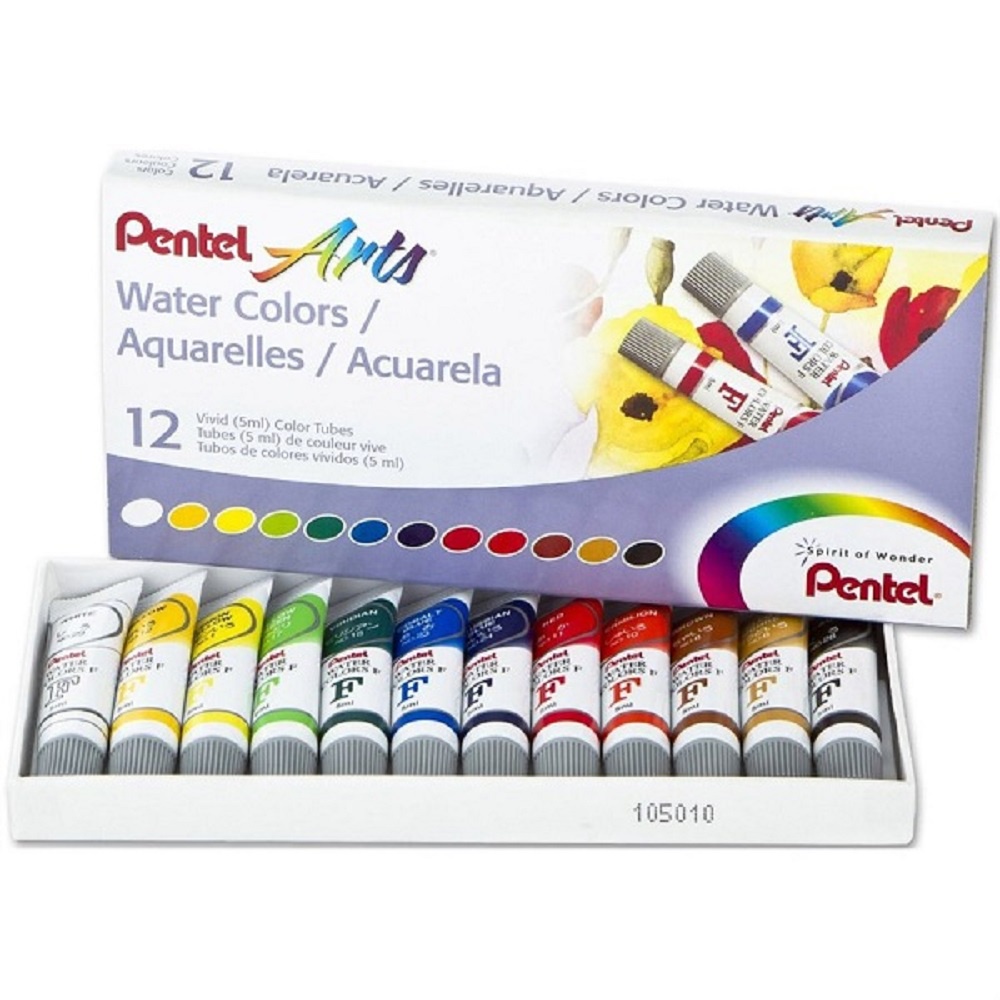 Pentel Water Colors - Tinta Aquarela Tubo - 12 Cores Wfrs-2
