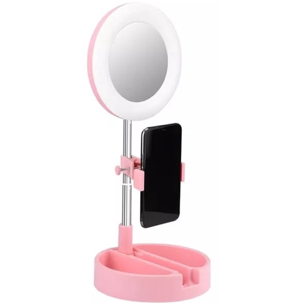 Espelho Luz Led Ring Light Mesa Maquiagem Portátil Celular