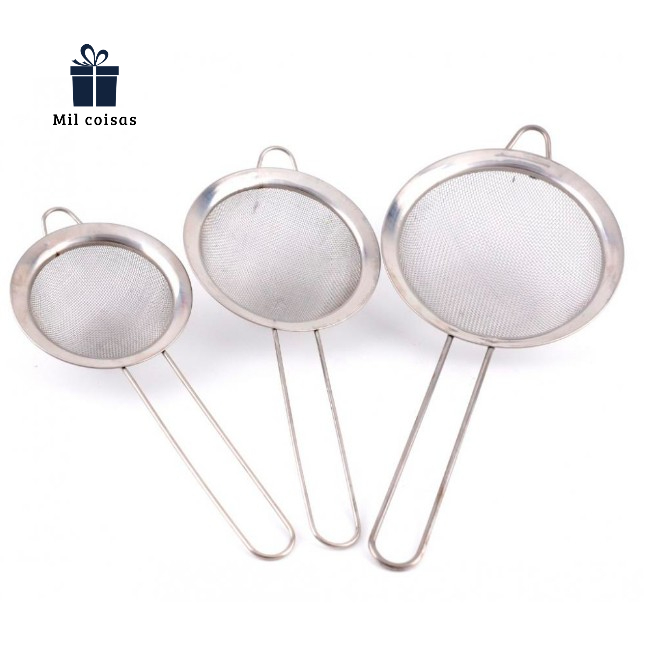 Kit Peneiras de Aço Inox Polvilhador 3 Peças