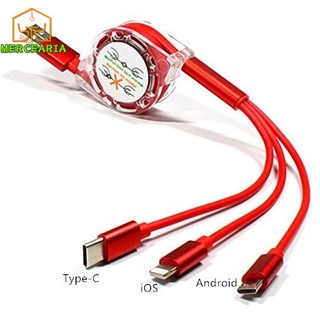 3 in 1Cabo de Carregamento Rápido Retrátil 3 em 1 3A para Android / Micro Tipo-C Universal / Dados em Oferta na Shopee