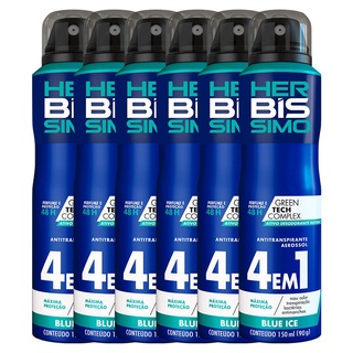 Kit Desodorante Aerosol Antitranspirante Herbissimo Blue Ice 150Ml com 6 Unidades