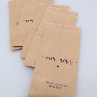 50 saquinhos de kraft personalizado (modelo 3) em Oferta na Shopee