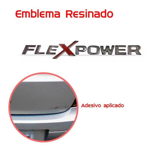 Adesivo Emblema Flex Power Resinado Linha Gm Aço Escovado