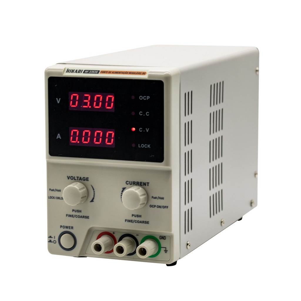 Fonte de Alimentação DC 3A Fonte de Bancada Hikari HF-3203S