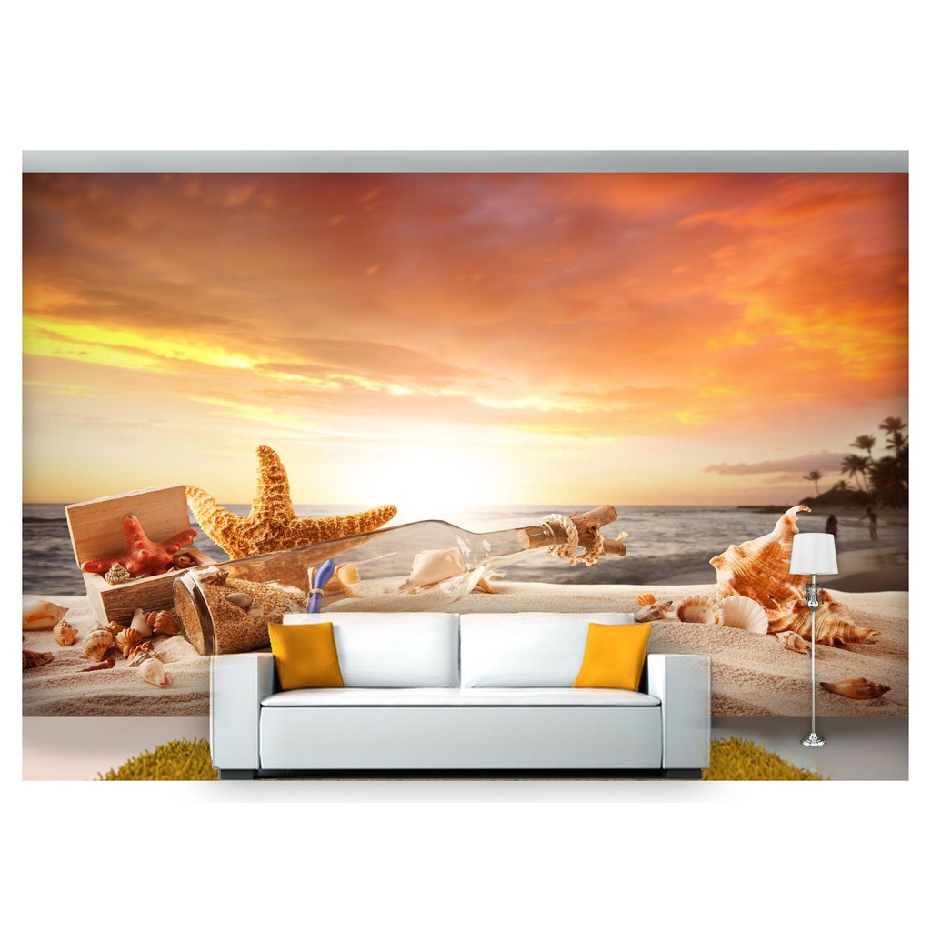 papel de parede Praia Mar Estrela concha 3D 7,5m² NPR181