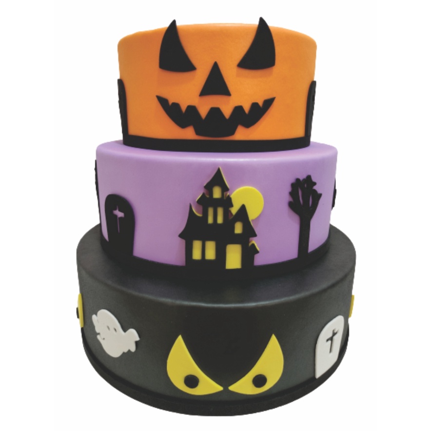 Bolo Fake Halloween Pronto Para Decorar Maquete de Isopor Moldado em Eva Sem Emenda Alta Qualidade
