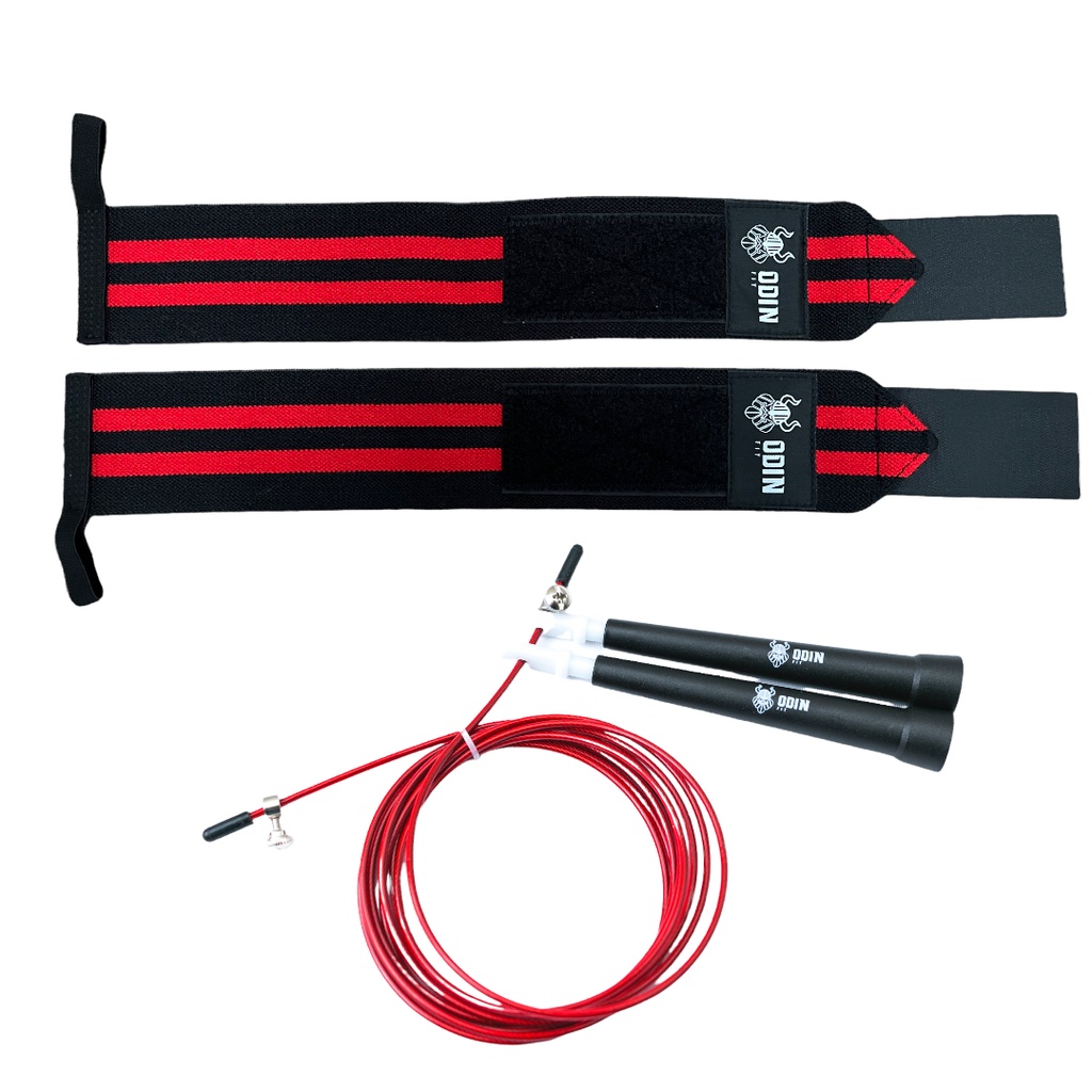 Kit Corda De Pular Rolamento Speed Rope e Munhequeira Odin em Oferta na Shopee