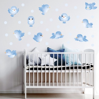 Adesivo de Parede Infantil Passarinhos Quarto Menino Bebe - 226ir