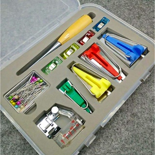 Kit Faz Viés Conjunto Aparelho Calcador Fazer Pregar Manual Caixa Organizadora em Oferta na Shopee