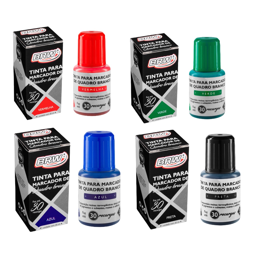 Tinta para Marcador de Quadro Branco Reabastecedor Refil 20ml Brw