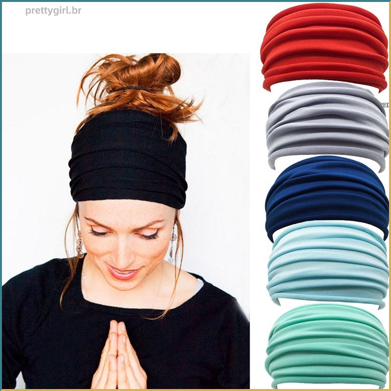 Novo Elástico Antideslizante Turbante Para Corrida De Cabeça Larga Esportiva Faixa De Cabelo Dobrável Yoga Acessórios De