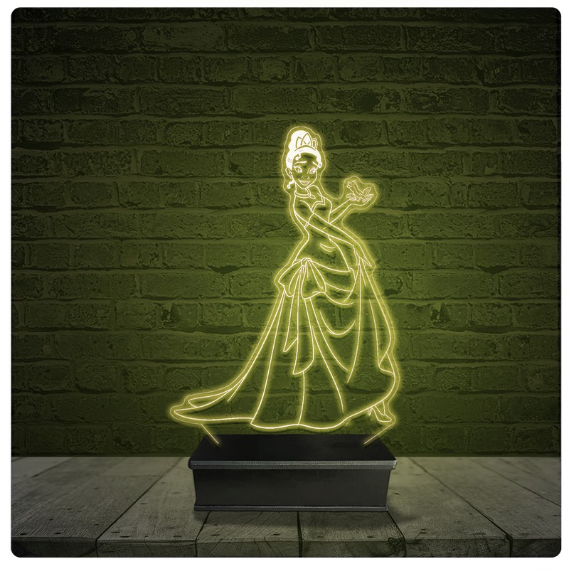 Led Luminária Acrílico Abajur - Cinderela Princesas Disney