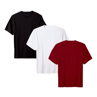 Kit com 3 Camisetas Premium Masculina Lisa 100% Algodão AMGK