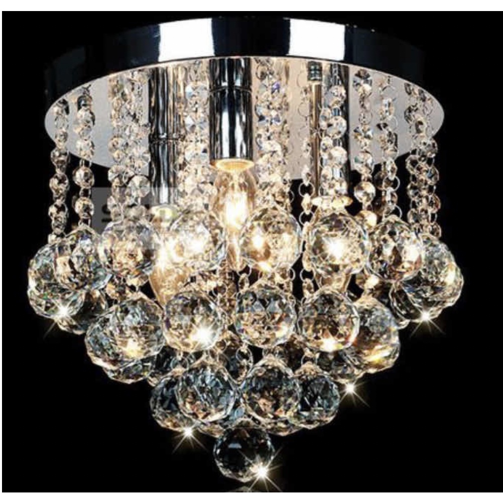 Lustre De Cristal Legítimo Plafon Redondo P/ Sala/quarto