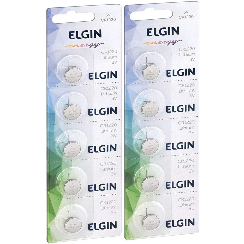 Pilha Bateria ELGIN CR1220 3volts - Blister c/10 pilhas