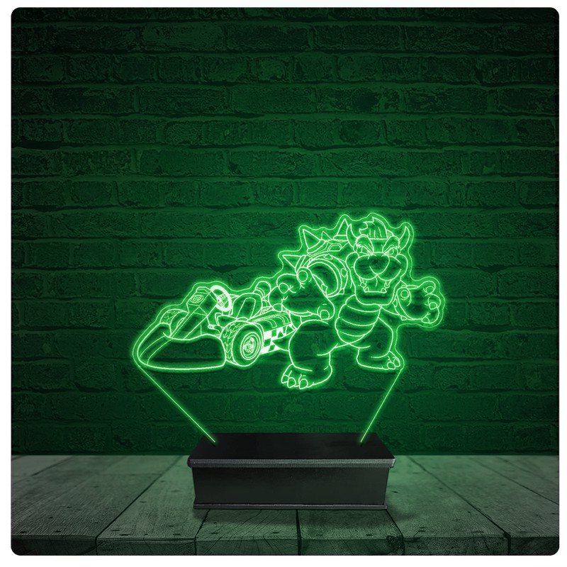 Luminária Abajur Acrílico Led - Bowser Mario Kart