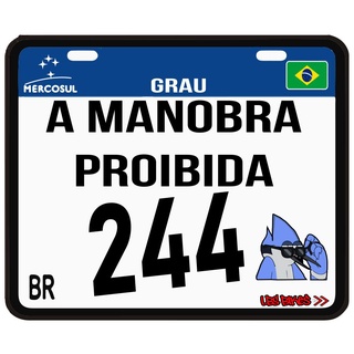 Placa de Bike Mercosul Escrita A Manobra Proibida