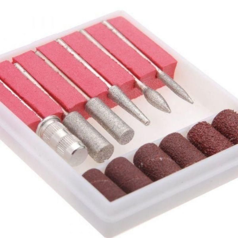 brocas para lixa eletrica de unhas  6 brocas + 6 lixas refil em Oferta na Shopee
